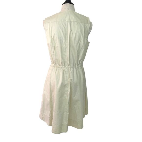 Theory Ketan Dress Womens Size 10 A Line Cinched Waist Button Front Pale Yellow - Picture 2 of 12